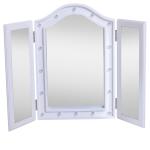 Espelho de Maquilhagem com Luz LED Dobrável Espelho Triplo de Mesa Presente Original para Mulher, 73x53,5x4,5cm