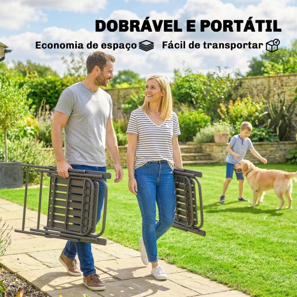Conjunto de 4 Cadeiras Dobráveis para Jardim com Apoios de Braços Encosto e Assento Estrutura Metálica 55x63x93 cm Castanho