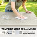 Mesa de Jardim Extensível com Superfície em Alumínio 154/214x85 cm com Efeito Madeira para 8 - 10 Pessoas Cinza Claro