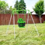 Baloiço Infantil de Aço Baloiço para Crianças de 6 - 36 Meses com Encosto Alto e Arnês de Segurança 122x146x122 cm Verde