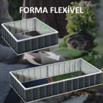 Horta Urbana Canteiro de Jardim em Aço com Luvas Incluídas, Floreira Retangular para Cultivo de Plantas e Flores para Terraço e Varanda Exterior 174x90x30 cm Cinzento