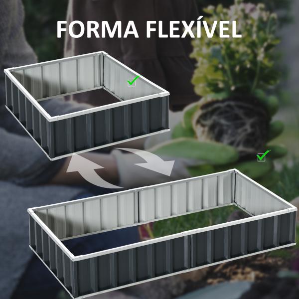 Horta Urbana Canteiro de Jardim em Aço com Luvas Incluídas, Floreira Retangular para Cultivo de Plantas e Flores para Terraço e Varanda Exterior 174x90x30 cm Cinzento
