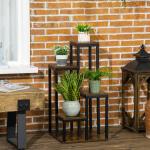 Suporte para Plantas de 4 Níveis com Base, Estante para Vasos para Interior e Exterior, 40x40x81 cm, Castanho