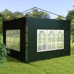Conjunto de 2 Paredes Laterais para Tendas de 3x3m e 3x6m Paredes Laterais com Janelas Transparentes 293x193cm Verde Escuro