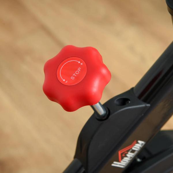 Bicicleta Estática Spinning com Monitor LCD Volante de Inércia de 6kg Assento e Guidão com Altura Ajustável Resistência Regulável 85x46x114cm Preto e Vermelho