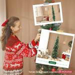 Árvore de Natal Slim 210 cm Árvore de Natal Artificial com 401 Ramos Suporte Metálico Decoração para Interior Verde
