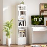 Estante de 7 Níveis Estante para Livros com Prateleiras Ajustáveis e Armário Estante Moderna 40x30x180 cm Branco