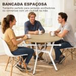 Mesa de Refeição Redonda Mesa de Jantar Estilo Industrial com Bancada de Madeira e Estrutura de Aço Ø90x76 cm Madeira e Branco