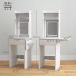 Tocador de Maquilhagem com Luzes LED de Cor Ajustável e Espelho Tocador com Lateral Rebatível Gaveta 45x45x152 cm Branco