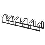 Estacionamento para 6 Bicicletas Suporte de Aço para Estacionar Bicicletas no Chão para Interior e Exterior 179x33x27 cm Preto