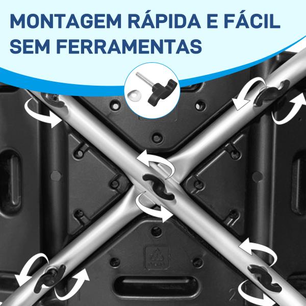 Banco de Duche com Altura Ajustável em 8 Posições com Base de Borracha Antiderrapante 50x36x39,5 - 56,5 cm Preto
