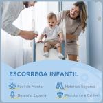 Escorregador para Crianças de 18 - 36 Meses com 3 Degraus Antiderrapantes 157x46,5x80 cm Azul