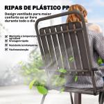 Conjunto de 4 Cadeiras Dobráveis para Jardim com Apoios de Braços Encosto e Assento Estrutura Metálica 55x63x93 cm Castanho