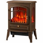 Lareira Elétrica Decorativa de Chão com Efeito Chama 3D 39x24x57 cm Castanho