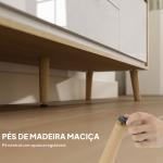 Móvel de TV Moderno para Sala com 2 Gavetas para Televisão 55 Polegadas 120x35x50 cm Branco Brilhante e Carvalho