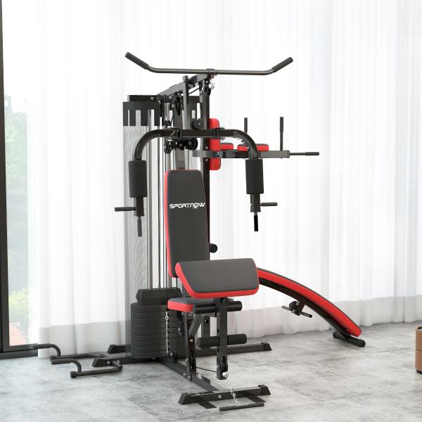 Máquina Multi Estação Ajustável Multi Estação de Musculação com Placas de Peso de 45 kg 225x175x200 cm Preto