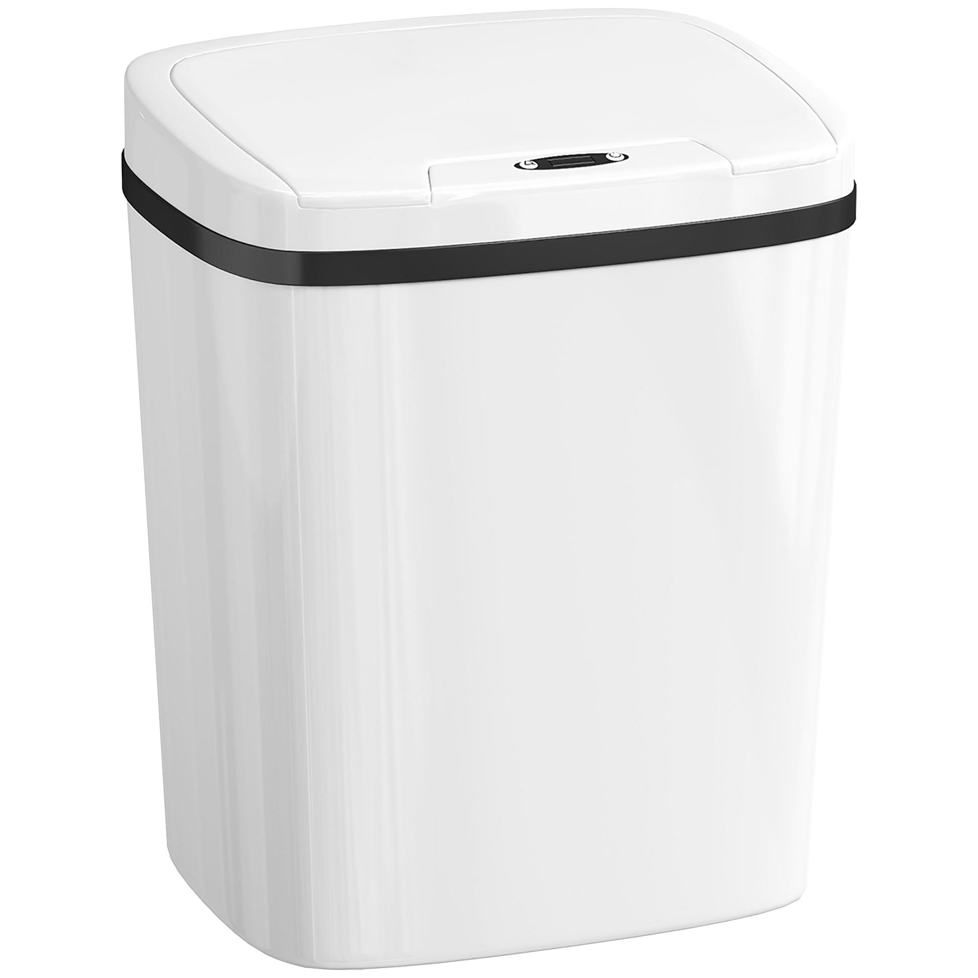 Balde de Lixo Automático 15L com Sensor Infravermelhos e Modo Manual Anel de Retenção Antimarcas 27,6x21,4x33,5 cm Branco