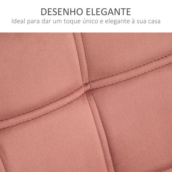 Poltrona Moderna Poltrona de Leitura Estofada em Veludo com Assento Amplo Pés em Madeira 67x61,5x71 cm Rosa