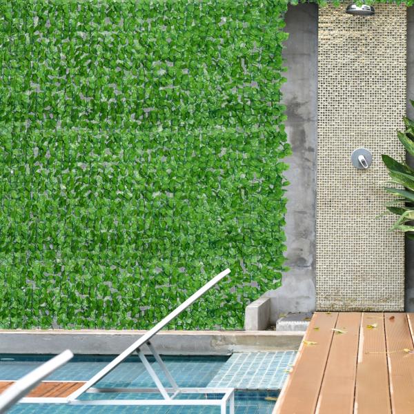 Vedação Artificial em Rolo 3m Vedação de Privacidade para Balcão Jardim Exterior Planta Decorativa de Parede PE Verde
