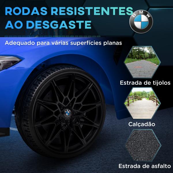 Carro Elétrico para Crianças BMW M4 12V com Controlo Remoto Faróis Buzina Música e Velocidade 3 - 5 km/h 108x69,5x51 cm Azul