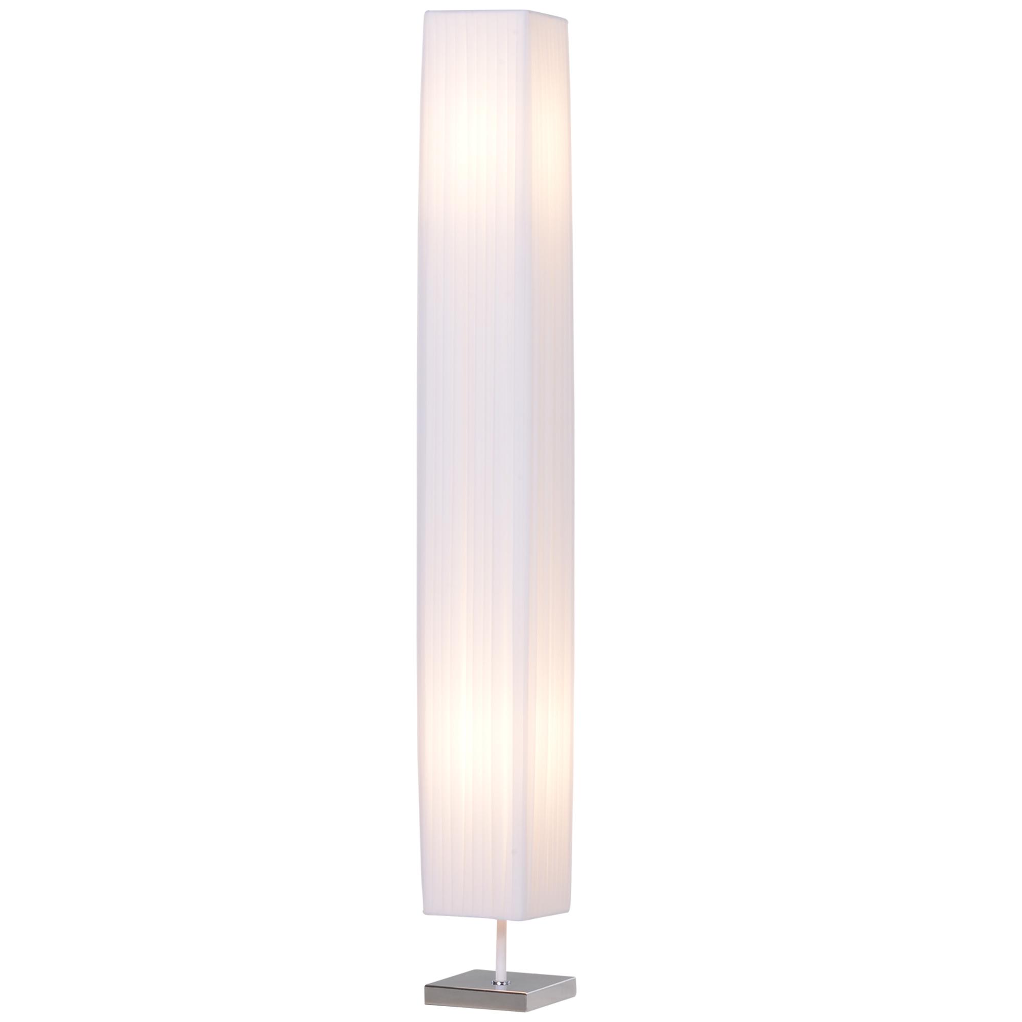 Candeeiro de Pé com 2 Casquilhos E27, Ecrã em Tecido, Interruptor de Pedal e Base em Aço Inoxidável, Branco