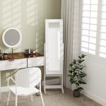 Guarda - Joias de Pé, com Espelho, Armário para Joias 16 Luzes LED Reclinável 36x30x136cm Branco