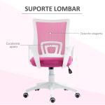 Cadeira de Escritório de Malha Giratória com Altura Ajustável Função Basculante e Apoio para os Braços 57x55x89 - 109 cm Rosa