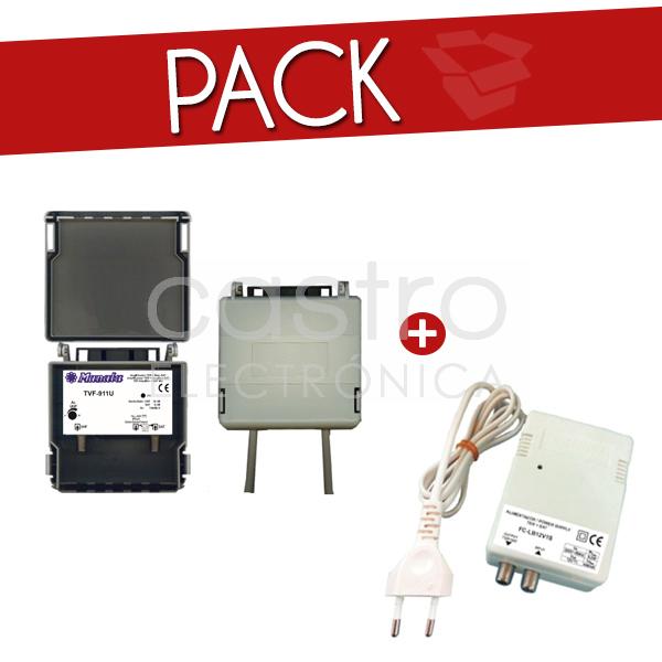 Kit Amplificador 5G (UHF/SAT) TVF - 911U + Alimentador FC - LB12V1S - MANATA