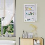 Armário Farmácia de Parede em Aço com 3 Prateleiras de Armazenamento e 2 Chaves para Casa de Banho 30x14x46 cm Branco