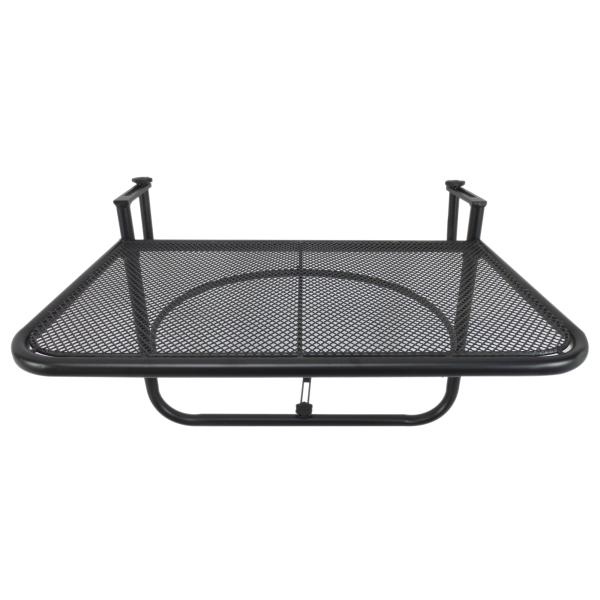 Mesa Suspensa para Varanda com Braço Regulável e Altura Ajustável em 3 Posições Estrutura de Metal 60x56,5x45 cm Preto