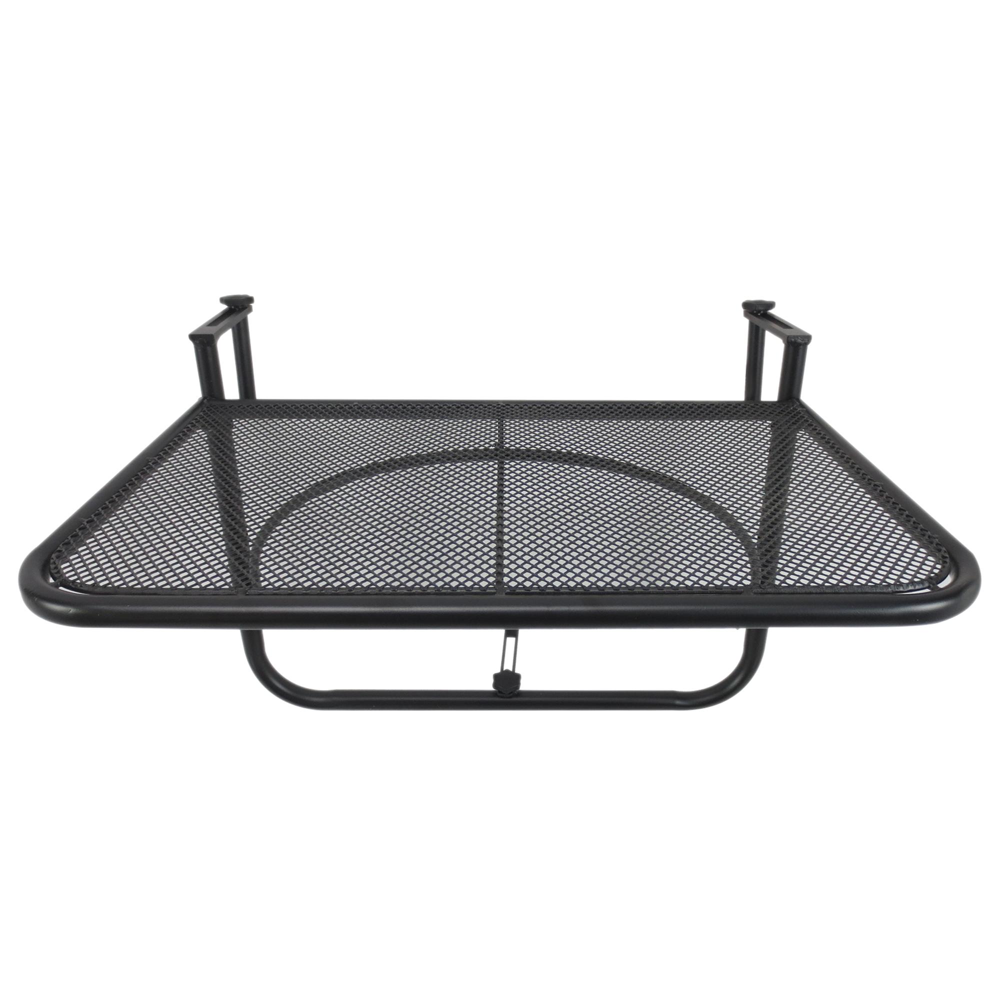 Mesa Suspensa para Varanda com Braço Regulável e Altura Ajustável em 3 Posições Estrutura de Metal 60x56,5x45 cm Preto