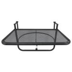 Mesa Suspensa para Varanda com Braço Regulável e Altura Ajustável em 3 Posições Estrutura de Metal 60x56,5x45 cm Preto