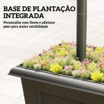Candeeiro Solar de Jardim com Floreiras 3 Cabeças Impermeável IP44 Ligação/Desligamento Automático e Altura Ajustável 52x52x185 cm Preto