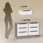 Cómoda com 6 Gavetas de Tecido Frentes com Padrão de Diamante Móvel de Arrumação 117,5x30x73,5 cm Madeira e Branco