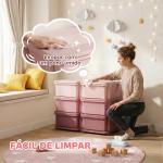 Organizador de Brinquedos com 6 Gavetas para Crianças com Bordas Arredondadas e Pegas 75x37x56,5 cm Rosa