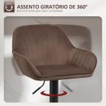 Conjunto de 2 Bancos de Bar Giratórios Bancos Altos de Cozinha com Altura Ajustável 50,5x50x87 - 107 cm Marrom