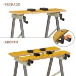 Banco de Trabalho Dobrável 4 em 1 Mesa de Trabalho com 4 Prensas 2 Manivelas 62,5x60,5x78,5 cm Madeira e Cinzento