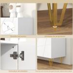 Aparador para Sala Aparador de Entrada com 3 Portas e Prateleiras Ajustáveis para Cozinha Sala 120x40x75 cm Branco Brilhante