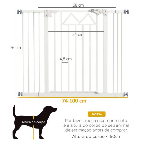 Barreira de Segurança Extensível para Animais de Estimação com Fecho Automático e Sistema de Duplo Bloqueio 74 - 100x76 cm Branco