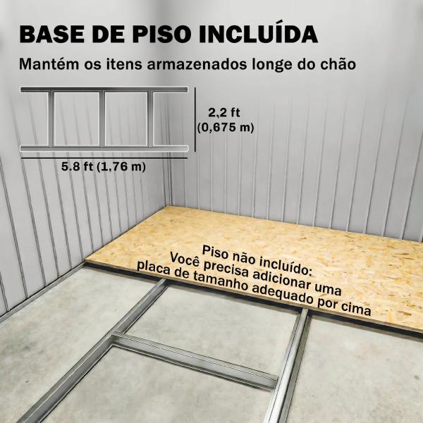 Abrigo de Jardim 2 m² 195x122x181,5 cm Abrigo de Armazenamento Metálico com Porta de Correr e 2 Janelas Cinza Escuro
