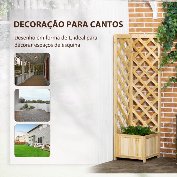 Floreira com Treliça de Madeira para Exterior, Elevada para Plantas Trepadeiras 40x40x145 cm Madeira