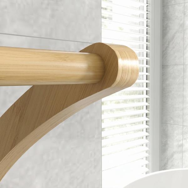 Toalheiro de Pé em Bambu com 3 Barras e Prateleira de Arrumação para Casa de Banho e Lavandaria 50x29x84 cm Natural