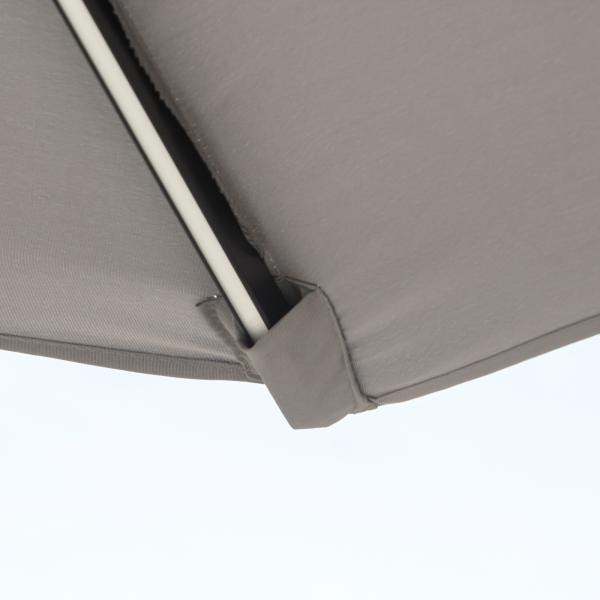 Chapéu de Sol para Terraço Exterior, Ø265 cm, Guarda - sol de Jardim com 32 Luzes LED Solares, Poste de Aço e Manivela Inclinável, para Pátio, Terraço, Cinzento