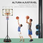 Tabela de Basquetebol com Altura Ajustável 178 - 208 cm Rodas Base Recarregável para Exterior 75x56x210 - 240 cm Amarelo e Preto