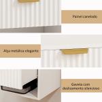Conjunto de 2 Mesas de Cabeceira Flutuantes Estreitas com Gaveta com Frente Canelada e Prateleira Aberta 40x34x29 cm Branco