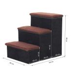Escada para Animais de Estimação de 3 Degraus Dobrável com Tampa e Espaço de Armazenamento Escada para Cães Gatos Pequenos para Cama Sofá 40x54x48cm Preto