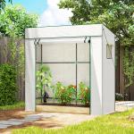 Estufa de Exterior com Janelas de Rede e Porta com Fecho de Correr para Cultivar Plantas e Flores 196x77x197 cm Branco