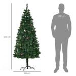 Árvore de Natal Artificial 180cm Ignífugo com 624 Ramos 48 Decorações Folhas de PVC e Suporte Metálico Verde