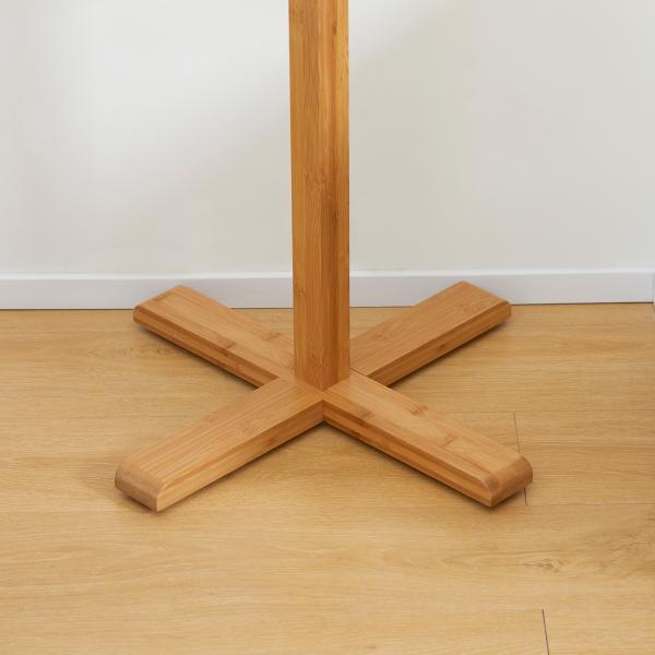 Cabide de Pé em Bambu com 8 Ganchos para Pendurar Bolsas e Chapéus no Corredor Entrada Quarto 49,5x49,5x178 cm Madeira