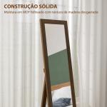 Espelho de Pé 37x155 cm Espelho de Corpo Inteiro Espelho de Parede Retangular com Estrutura de Madeira Cor Nogueira